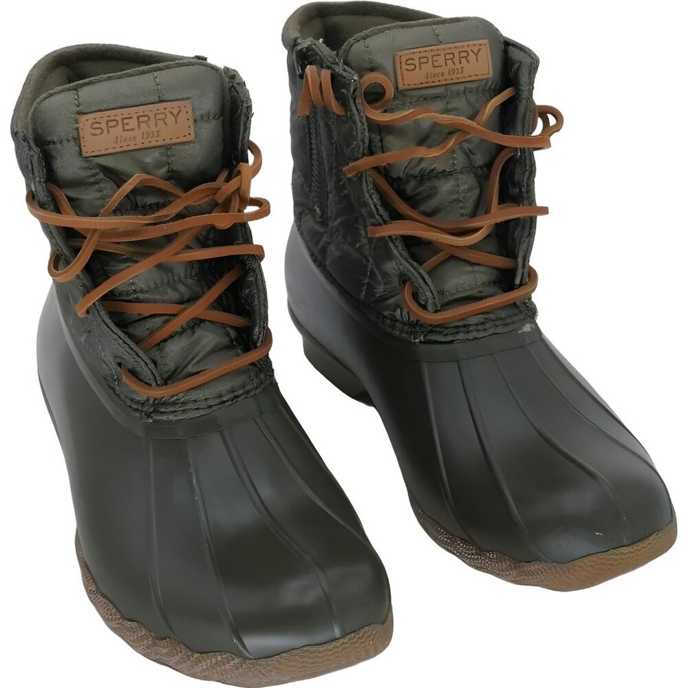 Sperry Olive and Brown Heeled Boots